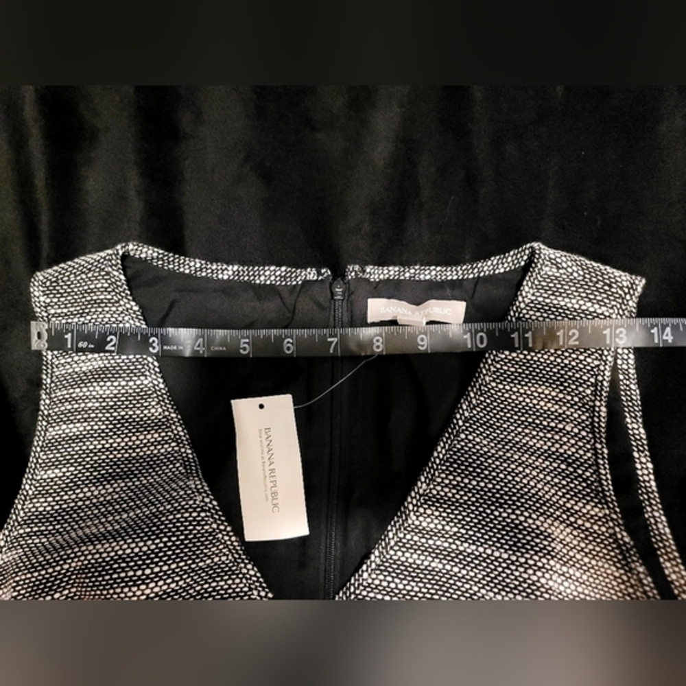 BANANA REPUBLIC Sheath Gray Tweed Sleeveless‎ V-neck Retro Lined Dress Sz 12 - Picture 11 of 11